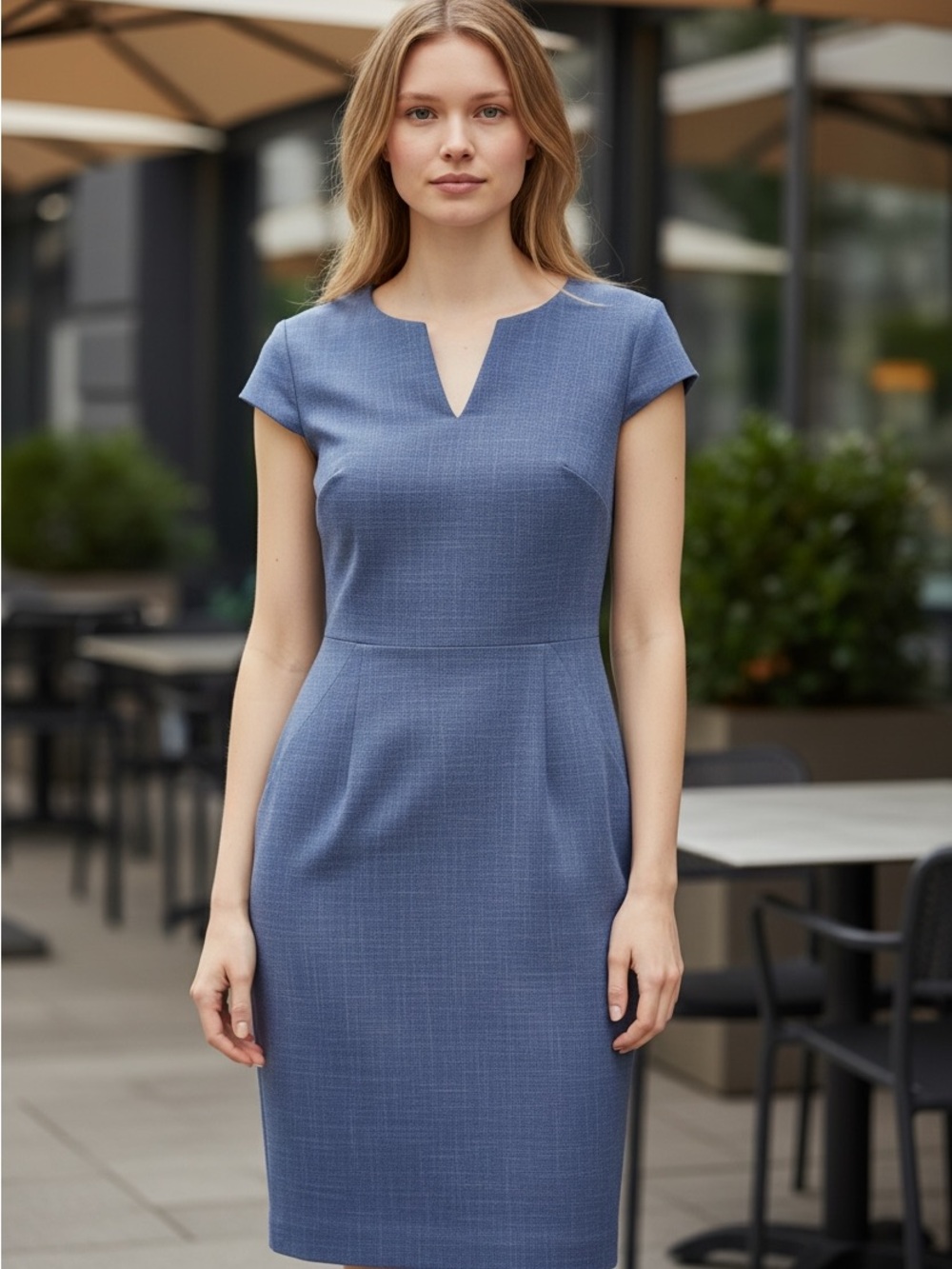 Banana Republic Blue Midi Sheath Dress